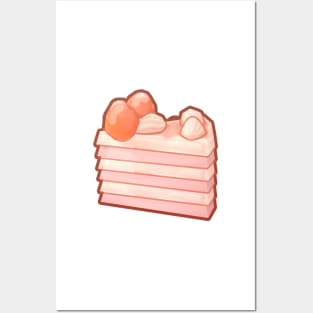 Strawberry Cake slice Posters and Art